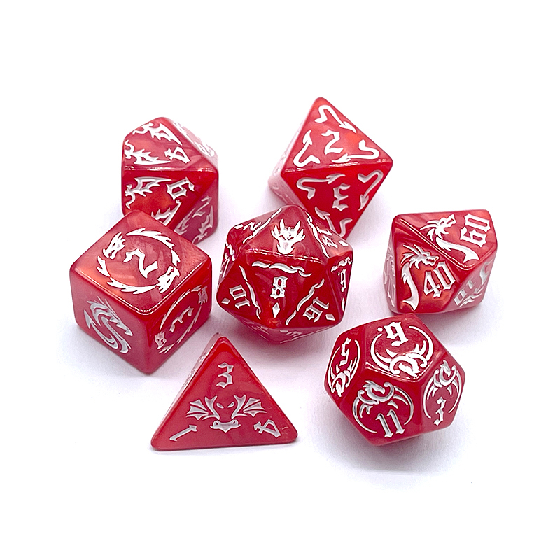 7 Pcs of New Red Colors Dice P - Board Game Font 评论和价格